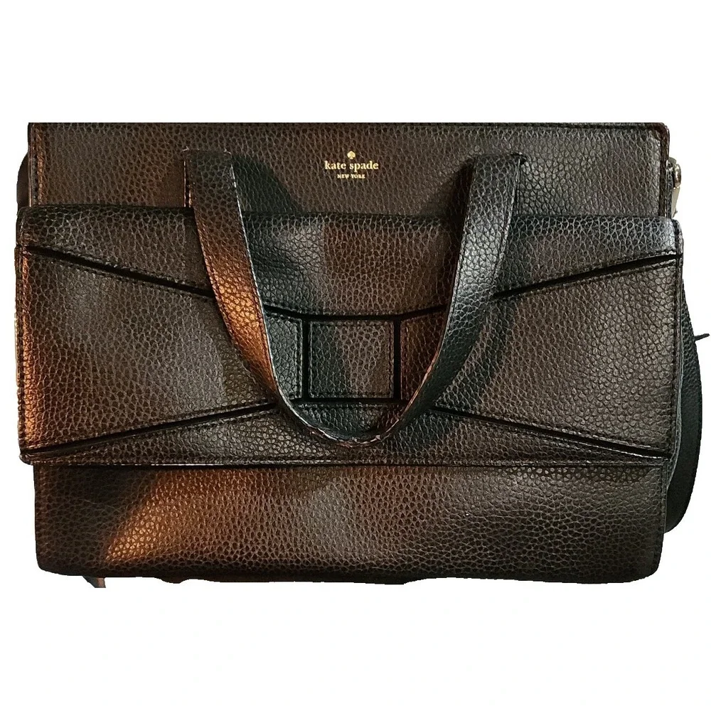 KATE SPADE NEW YORK CHANTAL BRIDGE PLACE PEBBLED LEATHER SATCHEL BLACK